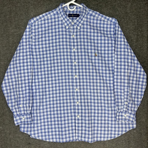 Ralph Lauren Other - Polo Ralph Lauren Shirt Mens 3XB white blue plaid Oxford preppy long sleeve